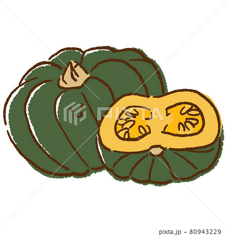 秋の味覚 緑黄色野菜 かぼちゃのイラスト素材