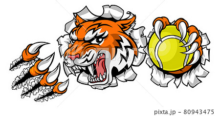 Tiger Tennis Player Animal Sports Mascot 80943475