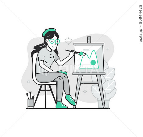 Artist Girl with Canvas on Plein Air Artist Girl with Canvas on Plein Air 80944428