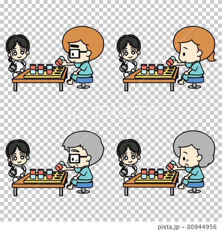 理学療法士と上肢機能訓練をするイラスト 理学療法士と上肢機能訓練をするイラスト 80944956