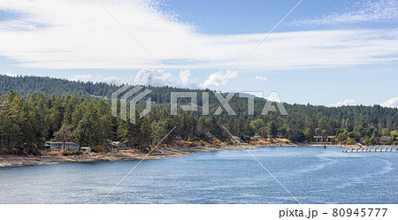 View of Beautiful Gulf Islands during a sunny day. View of Beautiful Gulf Islands during a sunny day. 80945777
