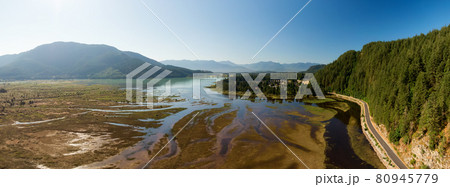 Aerial Panoramic View of Harrison River in Fraser Valley Aerial Panoramic View of Harrison River in Fraser Valley 80945779