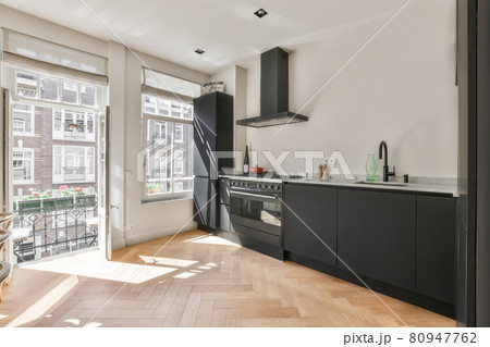 Interior of a beautiful kitchen of an elite house 80947762