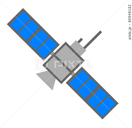 宇宙空間に浮かぶ人工衛星のイラストのイラスト素材