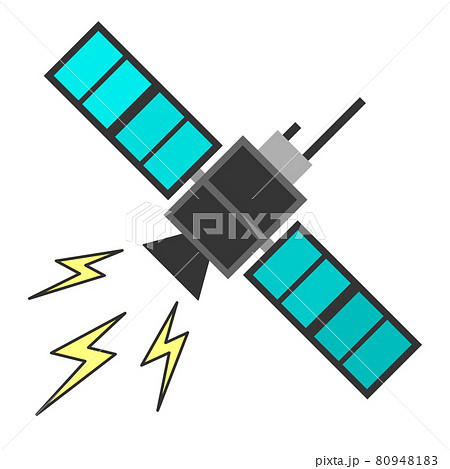宇宙空間に浮かぶ人工衛星のイラスト 80948183