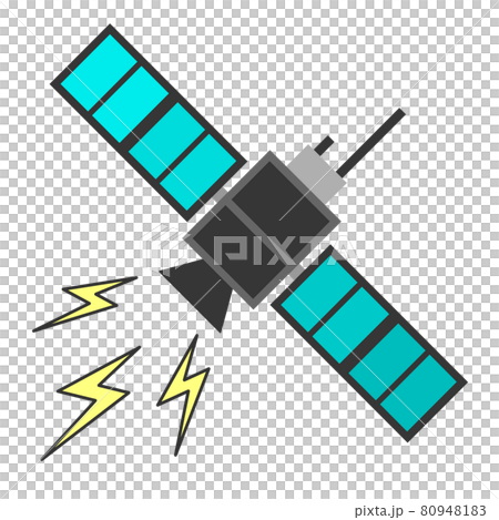 宇宙空間に浮かぶ人工衛星のイラスト 80948183