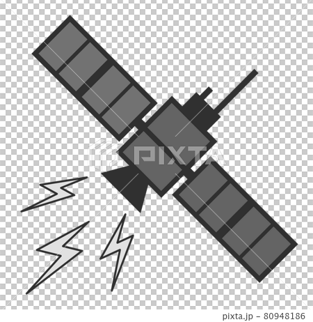 宇宙空間に浮かぶ人工衛星のイラストのイラスト素材