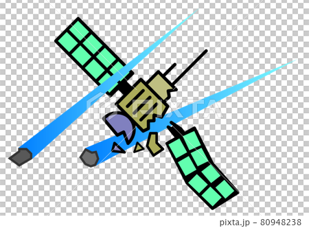 Illustration of an artificial satellite damaged by a collision with a meteorite 80948238