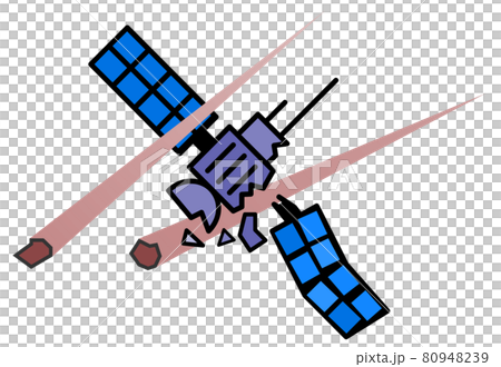 Illustration of an artificial satellite damaged by a collision with a meteorite 80948239