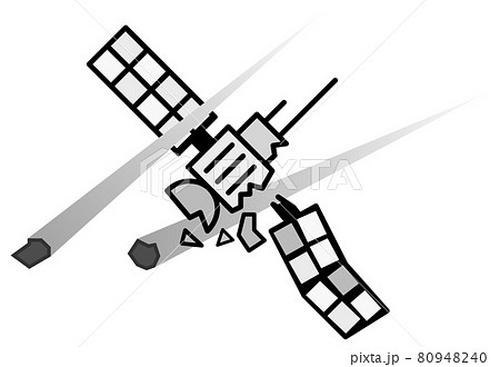 隕石との衝突で破損する人工衛星のイラスト 80948240