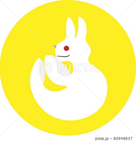 十五夜の月に映る1匹のウサギのアイコンイラストのイラスト素材 十五夜の月に映る1匹のウサギのアイコンイラストのイラスト素材