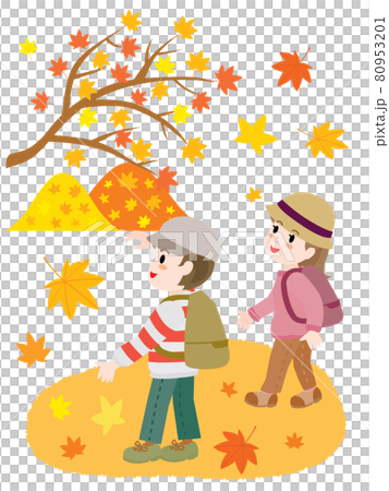 Illustration of children hunting for autumn leaves 80953201