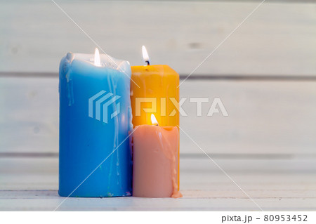 home lighting candles on wooden table home lighting candles on wooden table 80953452