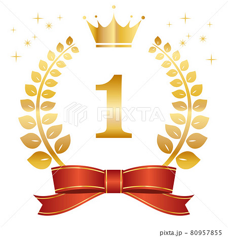 ランキング 月桂樹 月桂冠 金色 ゴールド リボンのイラスト素材
