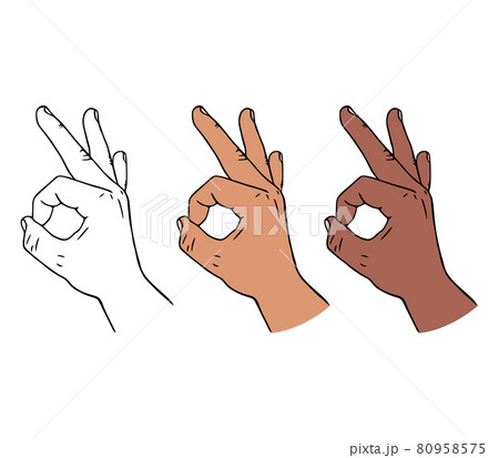 Hand gesture ok or okay in cartoon style. 80958575