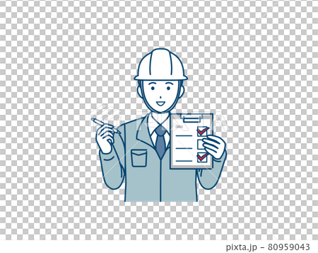点検チェック サイン 確認 現場監督 電気工事士 建築士 作業着を着た男性 点検チェック サイン 確認 現場監督 電気工事士 建築士 作業着を着た男性 80959043