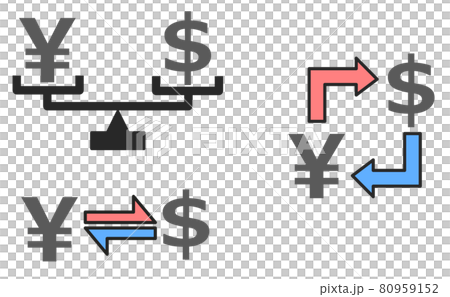 Illustration showing exchange fluctuations between the Japanese yen and the dollar 80959152