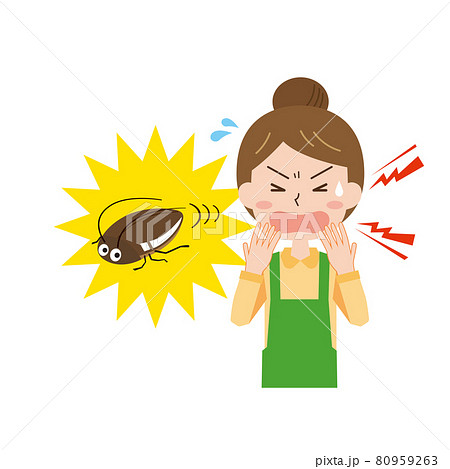 ゴキブリに驚く女性 80959263