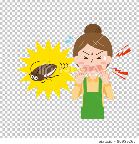 ゴキブリに驚く女性 80959263