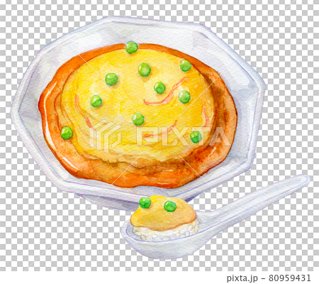 水彩イラスト 天津飯 かに玉 水彩イラスト 天津飯 かに玉 80959431