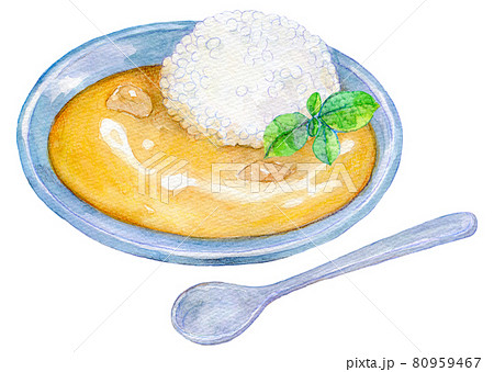 水彩イラスト バターチキンカレーのイラスト素材