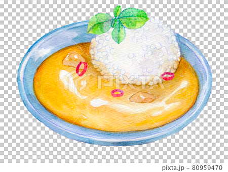 Watercolor illustration butter chicken curry 80959470