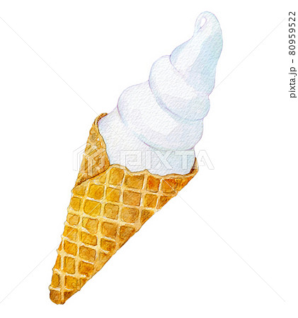 水彩イラスト　ソフトクリーム 80959522