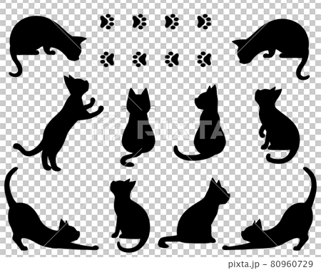 ネコのシルエットイラストセットのイラスト素材 [80960729] - PIXTA