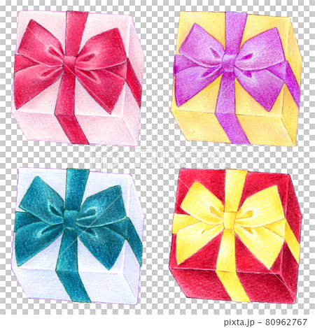 Pencil Drawing Gift Box Bow Stock Illustrations, Cliparts and