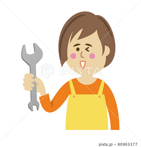 スパナを使う主婦のイラストイメージ スパナを使う主婦のイラストイメージ 80963377