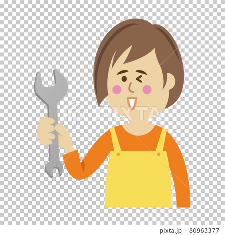 スパナを使う主婦のイラストイメージ スパナを使う主婦のイラストイメージ 80963377