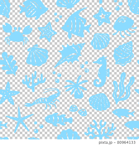 海洋生物的剪影圖案 80964133