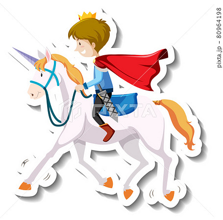 Prince riding horse cartoon sticker 80964198
