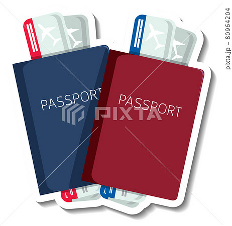 Passport with tickets cartoon sticker 80964204