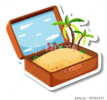 Beach holiday with opened suitcase 80964207