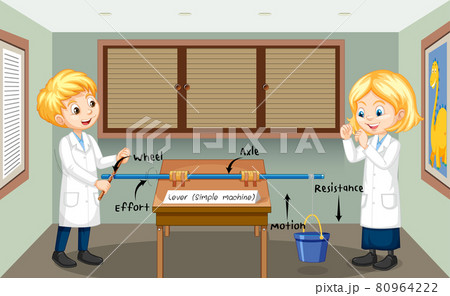Wheel and axle experiment with scientist kids 80964222