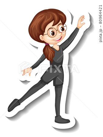 A girl wearing unitard dancing ballet cartoon character sticker A girl wearing unitard dancing ballet cartoon character sticker 80964421