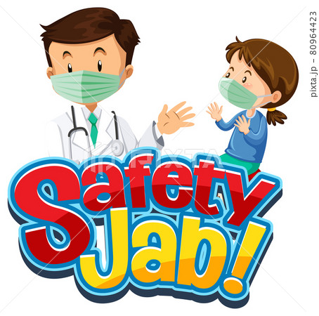 Safety Jab font with a girl meets a doctor cartoon character Safety Jab font with a girl meets a doctor cartoon character 80964423