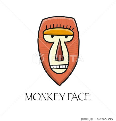 Funny monkey face. Sketch for your design. Childish style 80965395