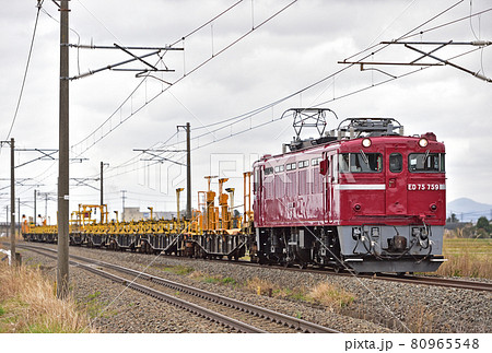 東北本線　五百川－本宮　JR東日本　ED75-759（仙台）　レール工臨 80965548