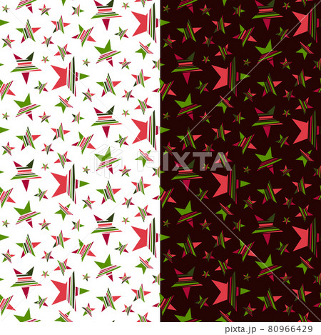 Striped Stars Seamless Pattern. Random colored, new year christmas palette. Brown, white easy editable color background. Vector 80966429