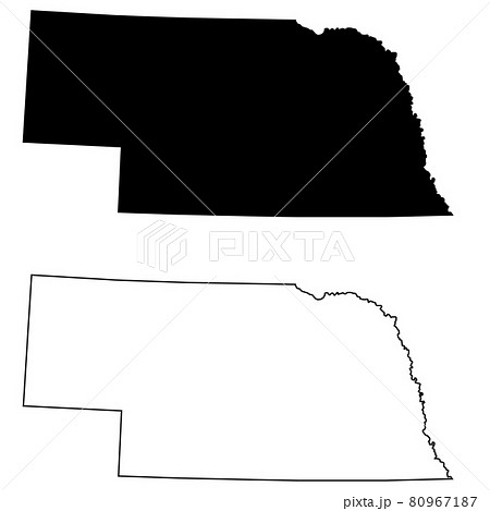 Nebraska black map on white background. Outline Map of Nebraska sign. flat style.  80967187