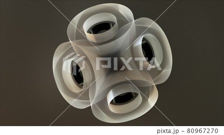 Glossy geometric composition with cube 80967270