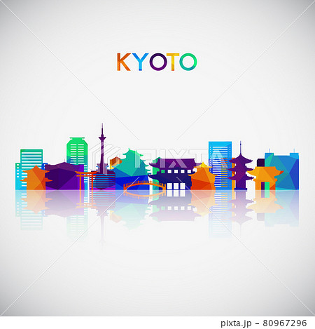 Kyoto skyline silhouette in colorful geometric style.  80967296