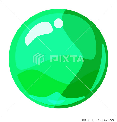Ball green shiny glossy colorful game art. Magic crystal glass sphere, bubble shot elements. Cartoon vector GUI app 80967359