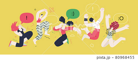 Happiness - happy people jumping in the air cheerfully Happiness - happy people jumping in the air cheerfully 80968455