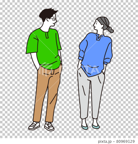 男人和女人面對面的矢量圖 80969129