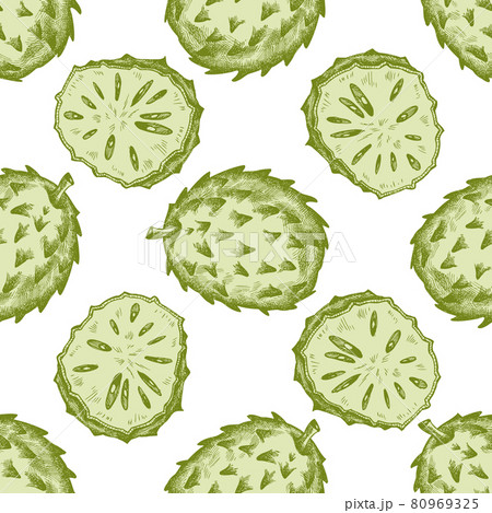 Seamless pattern with hand drawn pastel soursop Seamless pattern with hand drawn pastel soursop 80969325