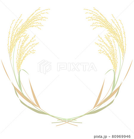 米の稲穂 賞の円形フレーム ベクターイラスト	 80969946