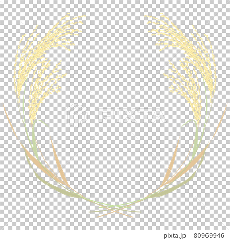 米の稲穂 賞の円形フレーム ベクターイラスト	 80969946